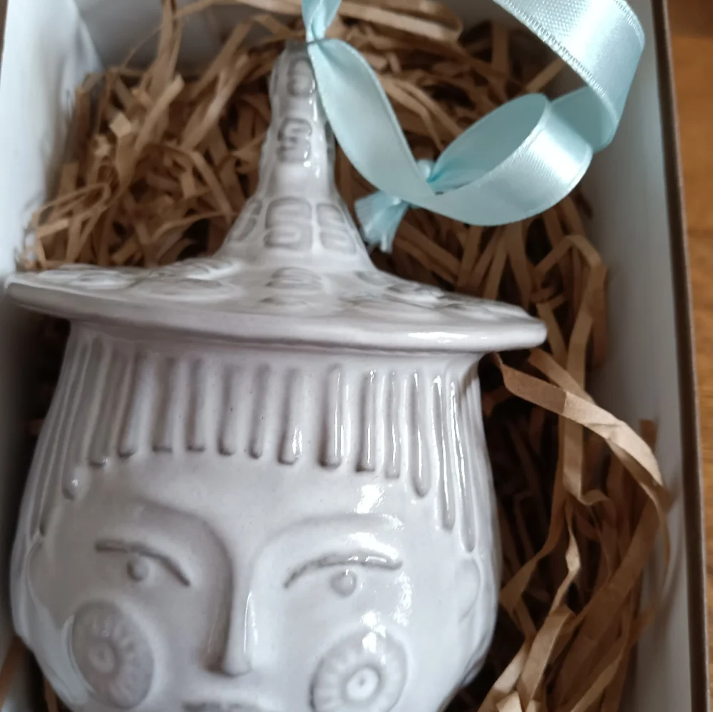 Jonathan Adler Gray Ceramic Face Ornaments